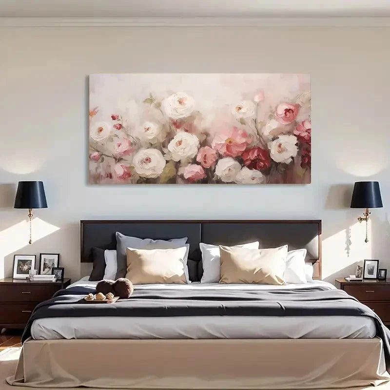 Abstract Rose Garden Blooming Wall Art Canvas Office Home Room Framed 120x60cm