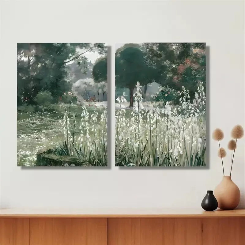 2pcs Forest Field, Impressionism, Vintage Abstract Framed 50x75cm - High Quality Print 100% Australian Made Wall Canvas Ready to Hang - Bella Home Decor