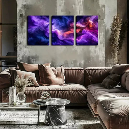 3pcs Abstract Starry Night Colorful Wall Art Canvas Unframed - High Quality Print 100% Australian Made Wall Canvas - Bella Home Decor