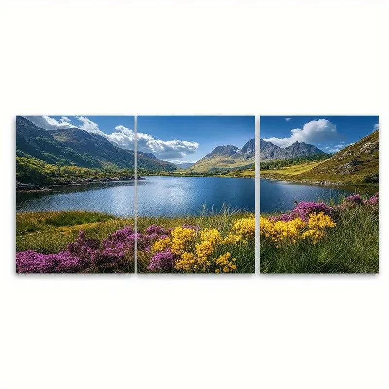3pcs Snowdonia National Park Wales UK Travel Wall Art Set Canvas Framed 60x90cm - High Quality Print 100% Australian Made Wall Canvas Ready to Hang