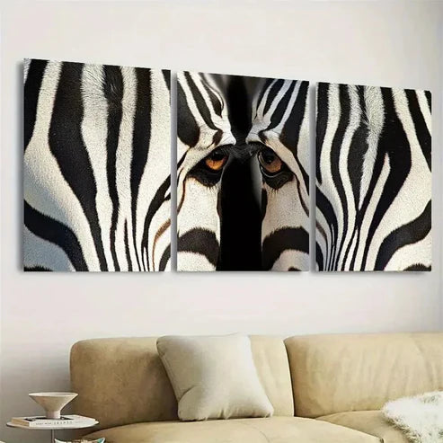 3pcs Zebra Animal Wall Art Set Canvas Unframed - High Quality Print 100% Australian Made Wall Canvas - Bella Home Decor