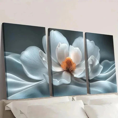 3pcs White Magnolia Flower Wall Art Set Canvas Unframed - High Quality Print 100% Australian Made Wall Canvas - Bella Home Decor