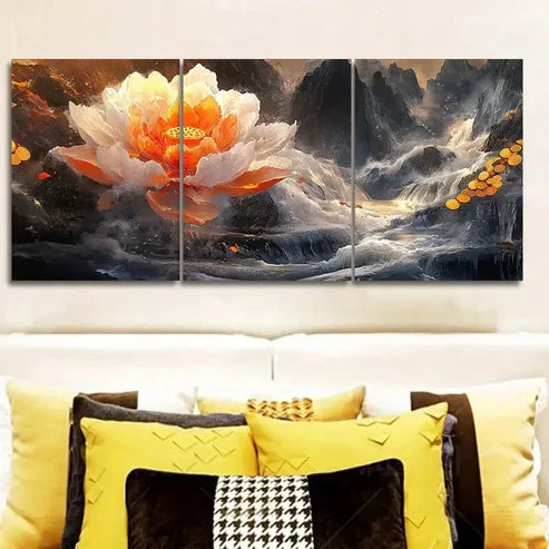 3pcs Giant Peony (2) Floral Wall Art Canvas Unframed - High Quality Print 100% Australian Made Wall Canvas - Bella Home Decor