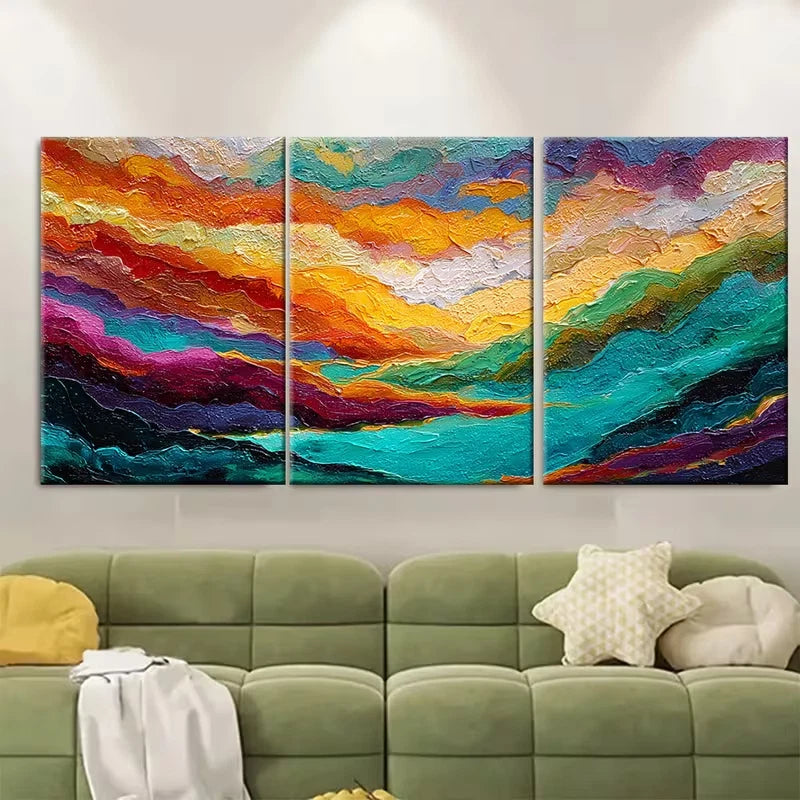 3pcs Vivid Mountain Landscape Metal Print Ready to Hang Art