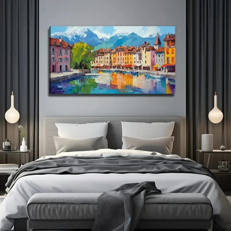 Vibrant Lakeside Perfect Wall Art Canvas Office Home Room Framed 120x60cm