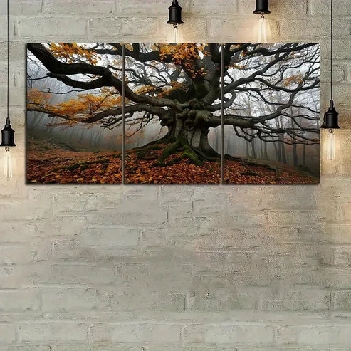 3pcs A Huge Tree Autumn Long Branches Wall Art Canvas Unframed - High Quality Print 100% Australian Made Wall Canvas - Bella Home Decor