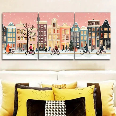 3pcs Fairytale Town, Luxurious Wall Art Canvas Unframed - High Quality Print 100% Australian Made Wall Canvas