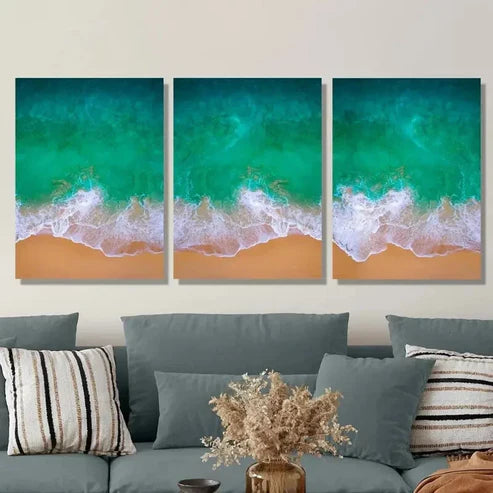 3pcs Ocean Waves Canvas printing Wall Art Set Canvas Unframed - High Quality Print 100% Australian Made Wall Canvas
