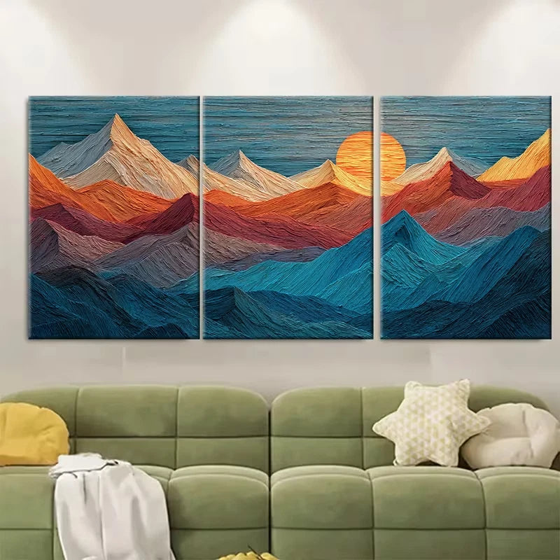 3pcs Mountain Top Sunrise Landscape Metal Print Ready to Hang Art