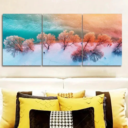 3pcs Winter Beach Triptych Wall Art Set Wall Art Canvas Unframed – High Quality Print 100% Australian Made Wall Canvas