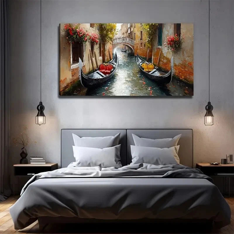 Venice Water City Perfect Wall Art Canvas Office Home Room Framed 120x60cm