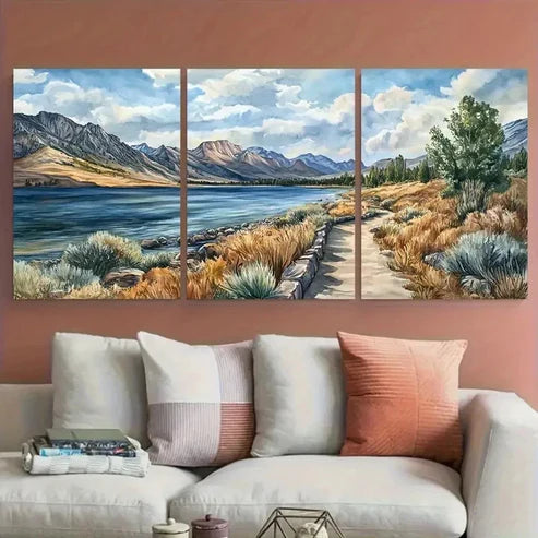 33pcs Walker Lake Travel Vivid Scenic Nevada Wall Art Set Canvas Unframed - High Quality Print 100% Australian Made Wall Canvas - Bella Home Decor