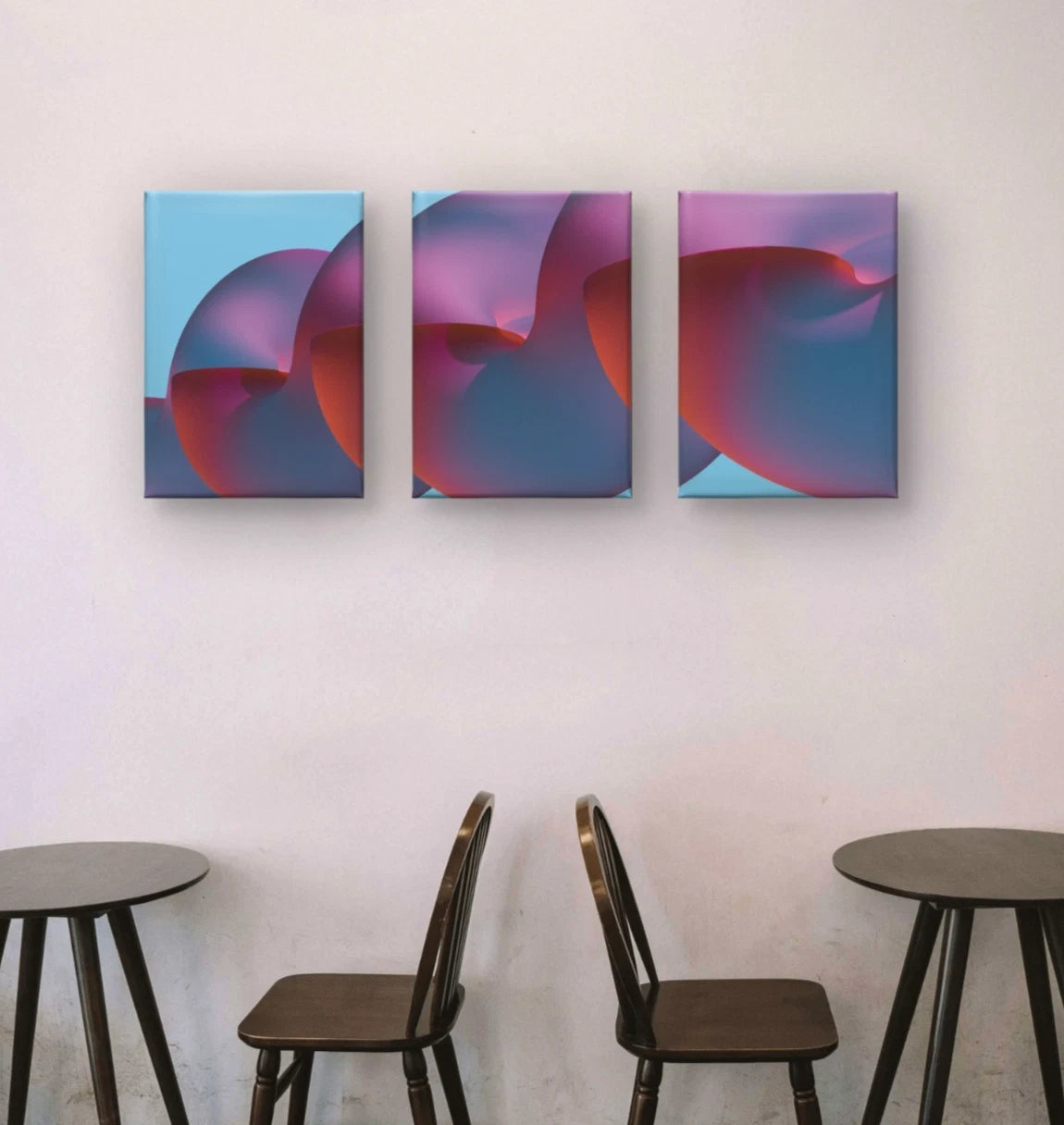 3pcs Surreal Purple & Blue Abstract Shapes Wall Art Set Canvas Framed 50x70cm - High Quality Print 100% Australian Made Wall Canvas Ready to Hang