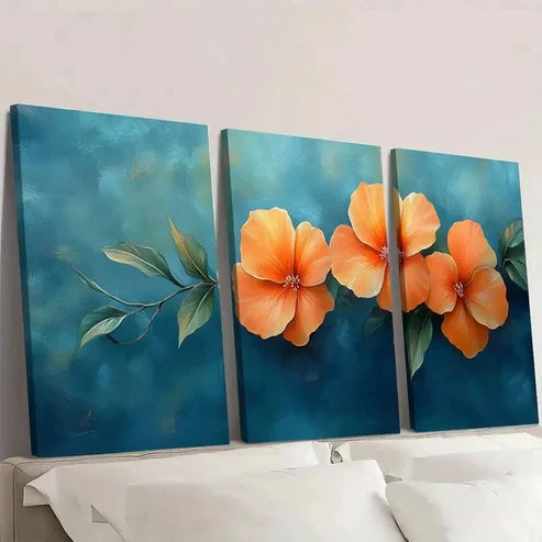 3pcs Trumpet Vine Flower Wall Art Set Canvas Unframed - High Quality Print 100% Australian Made Wall Canvas
