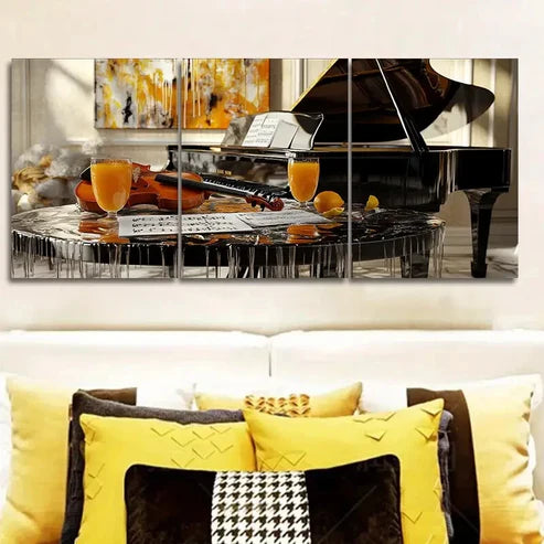 3pcs Piano and Violin Match Wall Art Set Canvas Unframed - High Quality Print 100% Australian Made Wall Canvas