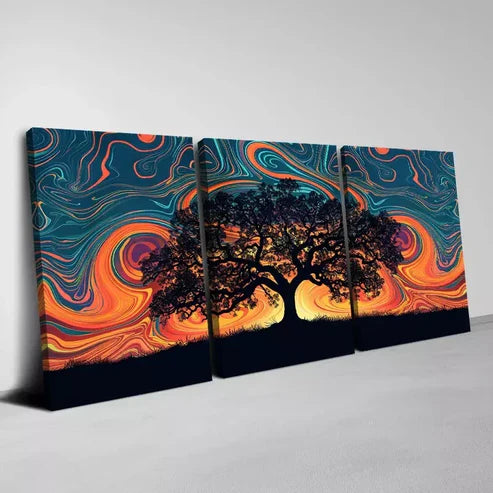 3pcs Abstract Beautiful Tree Living Room Design Wall Art Set Canvas Unframed - High Quality Print 100% Australian Made Wall Canvas - Bella Home Decor