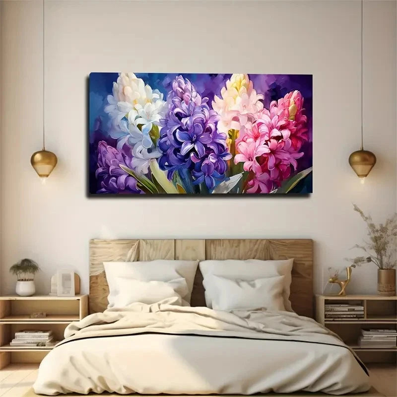 Colorful Lilac Blossom Modern Wall Art Canvas Office Home Room Framed 120x60cm