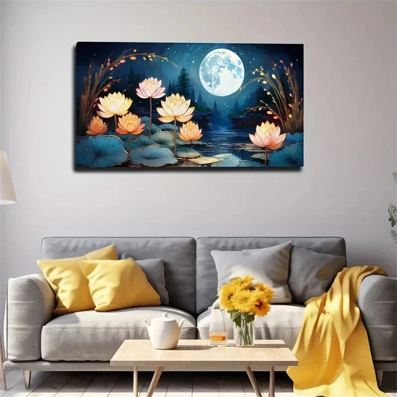 Serene Night Scene Wall Art Canvas Office Home Room Framed 120x60cm
