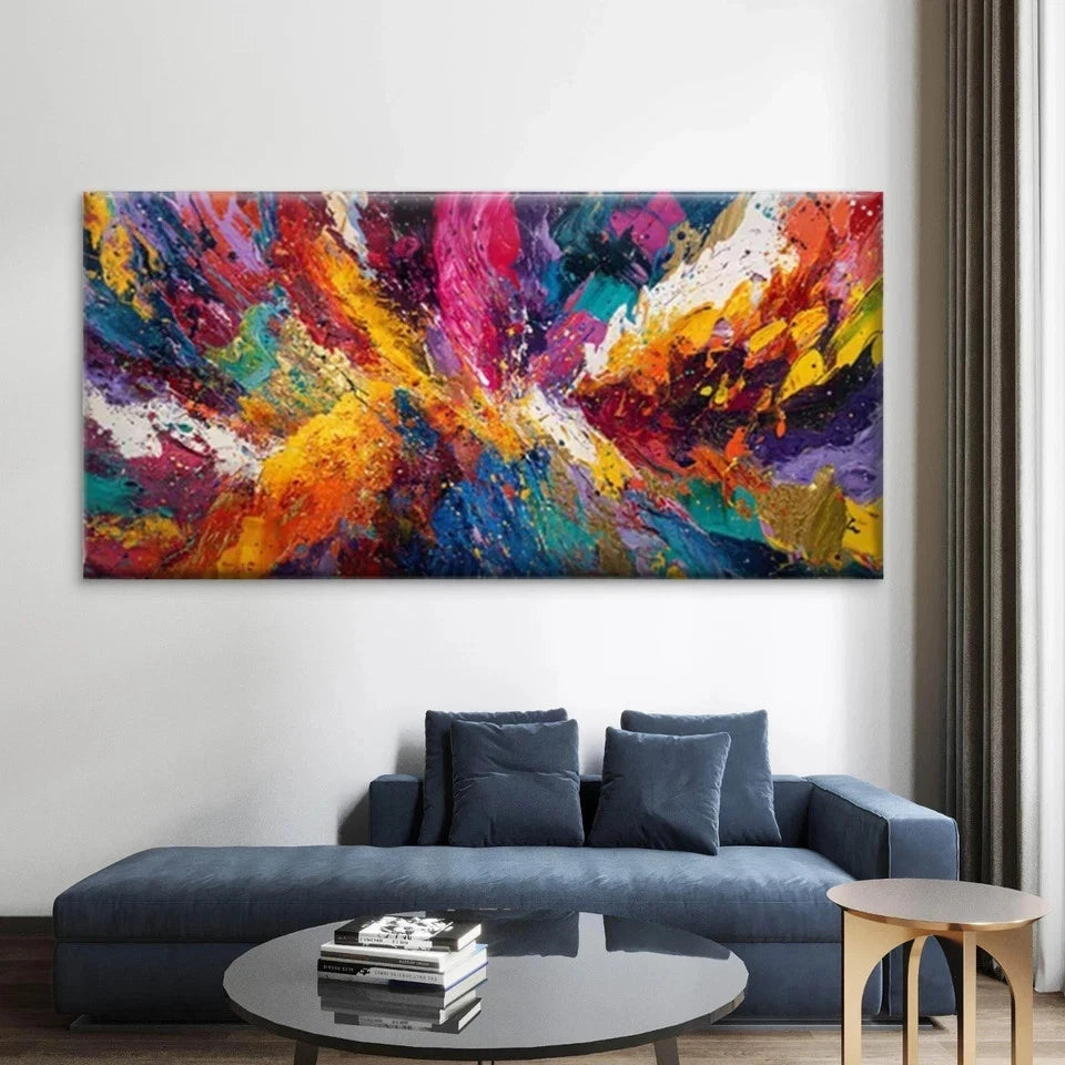 Abstract Multicolor Geometric Wall Art Canvas Office Home Room Framed 120x60cm