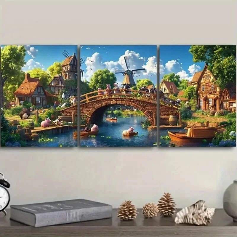 3pcs Whimsical Animals Canvas Wall Art Set Canvas Framed 50x70cm - High Quality Print 100% Australian Made Wall Canvas Ready to Hang