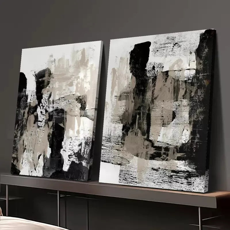 2pcs Geometric Fluid Watercolor Style Canvas Framed 50x75cm - High Quality Print 100% Australian Made Wall Canvas Ready to Hang - Bella Home Decor