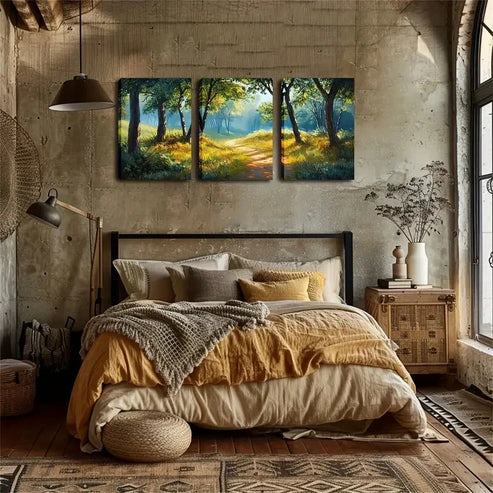3pcs Serene Forest Pathway Wall Art Set Wall Art Canvas Unframed - High Quality Print 100% Australian Made Wall Canvas