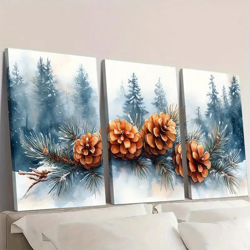 3pcs Serene Evergreen Forest SE Framed Wall Art Set Canvas Framed 50x70cm - High Quality Print 100% Australian Made Wall Canvas Ready to Hang