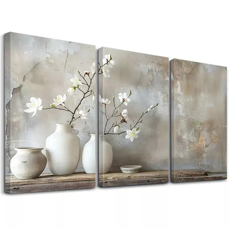 3pcs White Orchid Canvas Framed 40x60cm - High Quality Print 100% Australian Made Wall Canvas Ready to Hang - Bella Home Decor