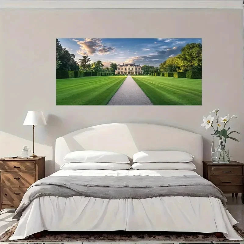 Luxury Mansion & Gardens Wall Art Canvas Office Home Room Framed 120x60cm