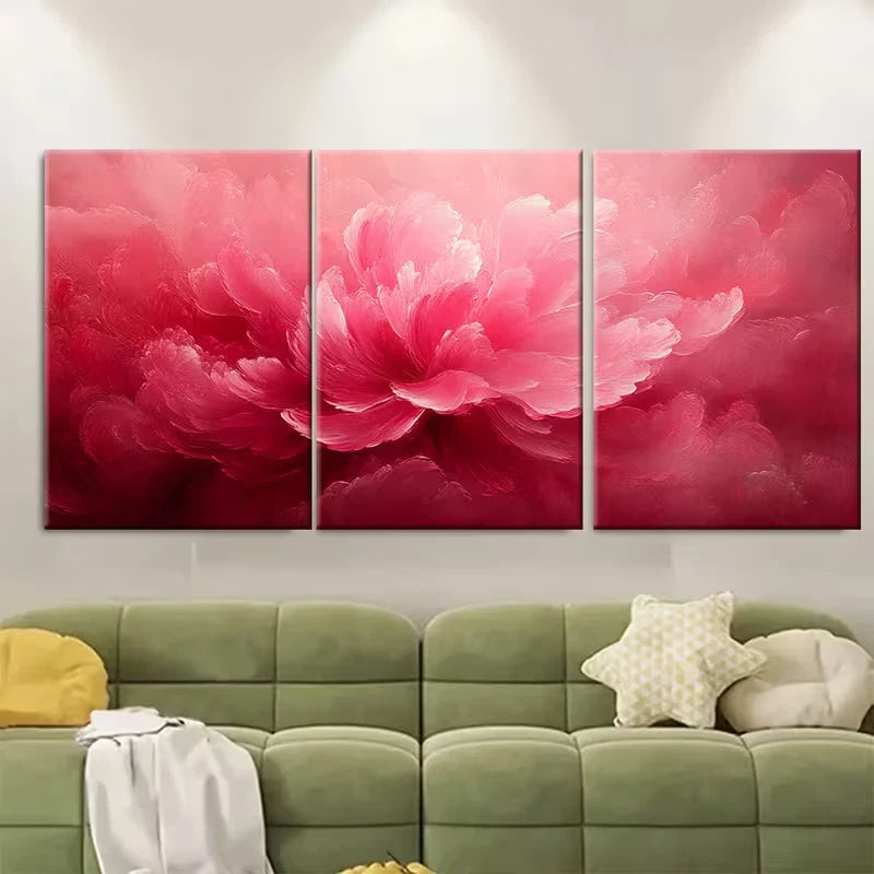 3pcs Pink Radial Abstract Metal Print Ready to Hang Art