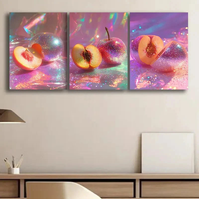 3pcs Dream Peach Illustration Wall Art Set Canvas Framed 50x70cm - High Quality Print 100% Australian Made Wall Canvas Ready to Hang - Bella Home Decor
