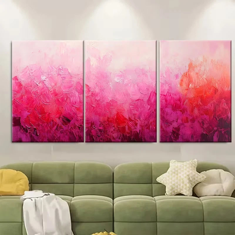 3pcs Abstract Bright Textured Palette Metal Print Ready to Hang Art