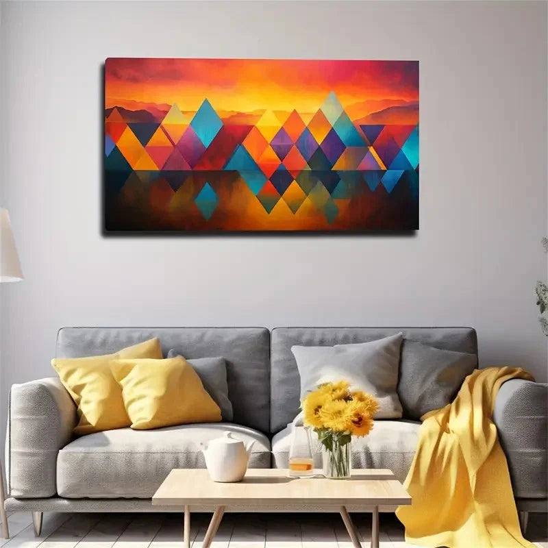 Vibrant Sunset Mountain Color Wall Artc Canvas Office Home Room Framed 120x60cm