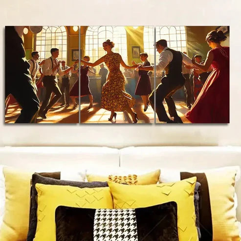 3pcs A Picture of People Dancing in the Middle Wall Art Set Canvas Unframed - High Quality Print 100% Australian Made Wall Canvas - Bella Home Decor