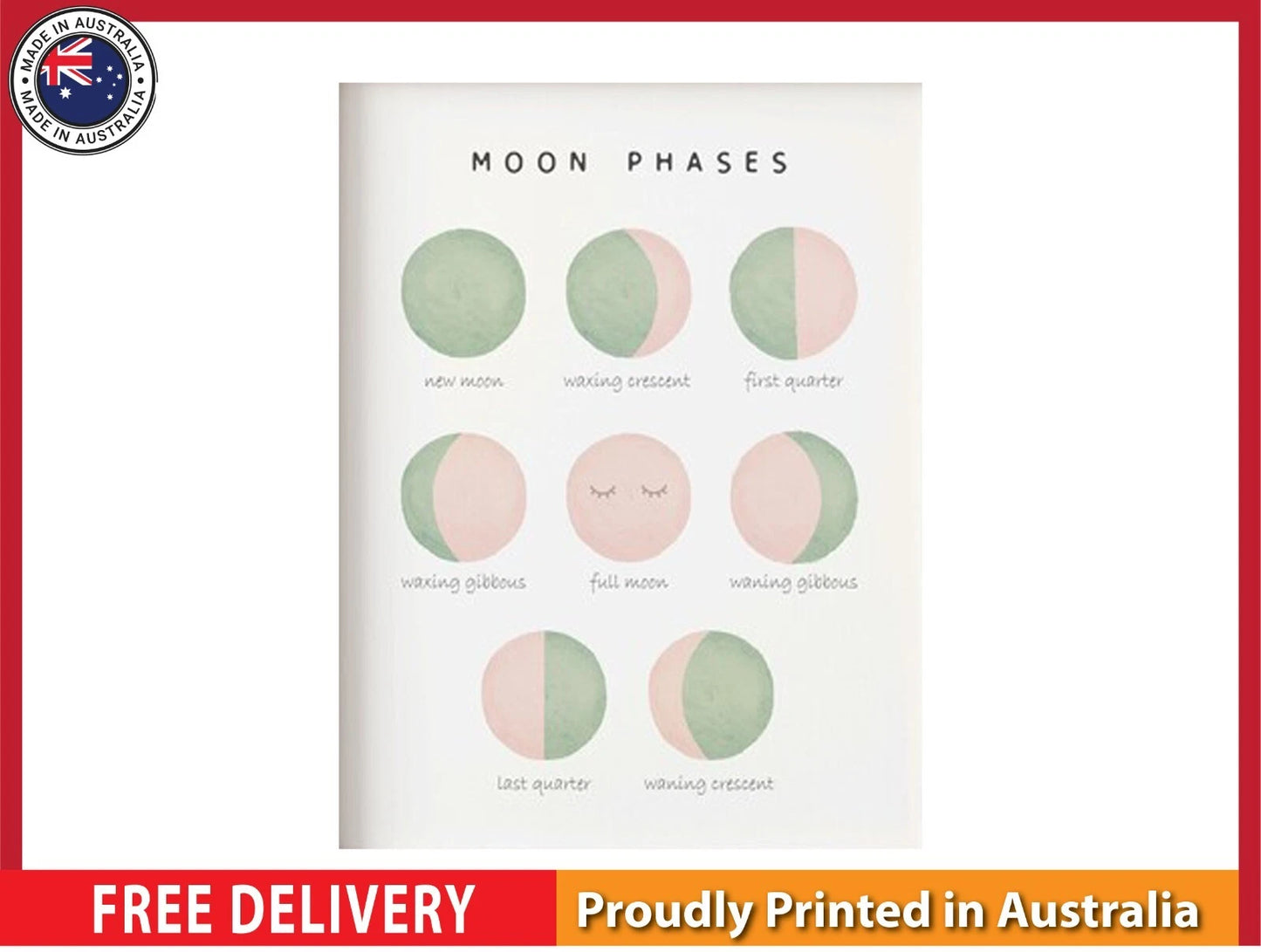 NEW (LAMINATED) Moon Phases (61X91CM) Educational CHART PICTURE PRINT