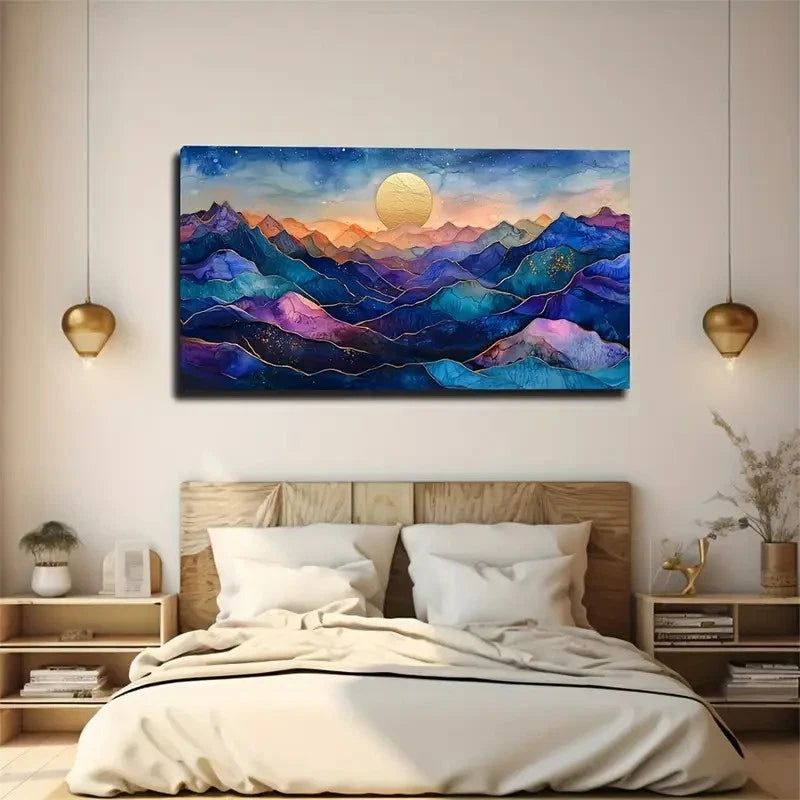 Golden Lines Decorative Wall Art Canvas Office Home Room Framed 120x60cm