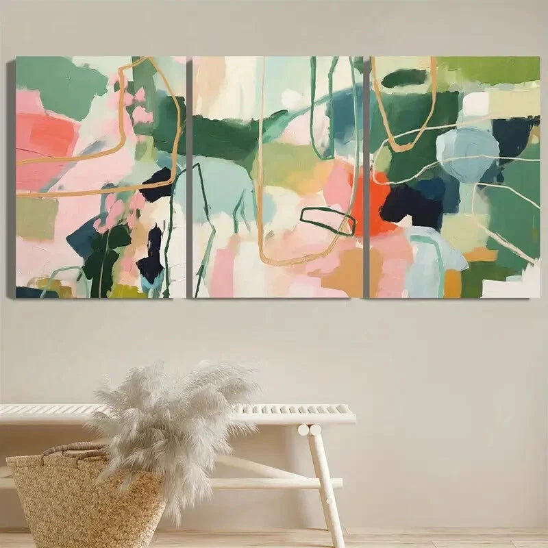 3pcs Modern Minimalist Vibrant Abstract Metal Print Ready to Hang Art