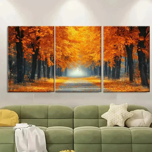 3pcs Yellow Orange Leaf Trees Decor Wall Art Set Canvas Unframed – High Quality Print 100% Australian Made Wall Canvas - Bella Home Decor