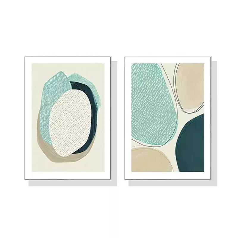 2 set of Abstract Green Circle Wall Art Canvas Framed 50x75cm - High Quality Print 100% Australian Made Wall Canvas Ready to Hang - Bella Home Decor
