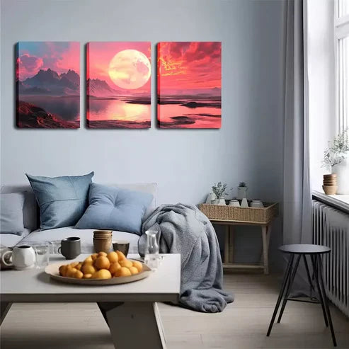 3pcs Huge Sun And Ground, New Launch Wall Art Canvas Unframed - High Quality Print 100% Australian Made Wall Canvas