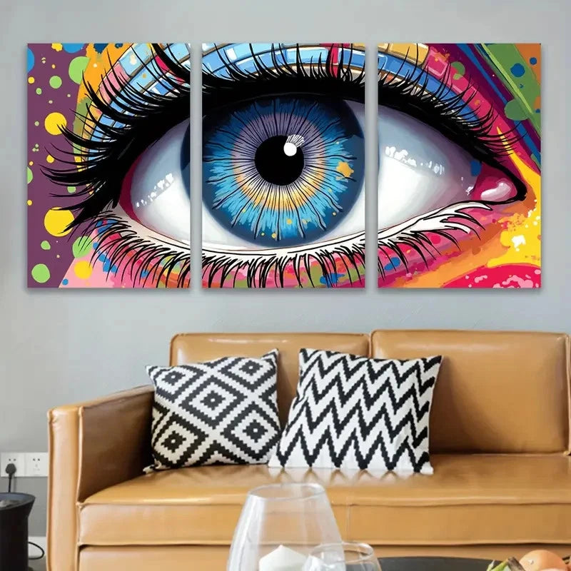 3pcs Colorful Eye Paintings Wall Art Set Canvas Framed 50x70cm - High Quality Print 100% Australian Made Wall Canvas Ready to Hang - Bella Home Decor