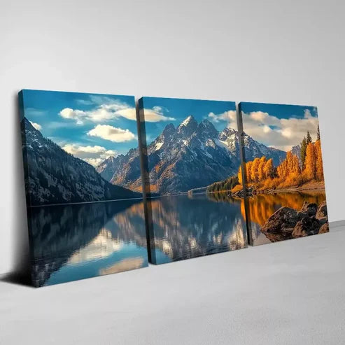 3pcs Modern Mountain And River Scenery Wall Art Set Canvas Unframed - High Quality Print 100% Australian Made Wall Canvas