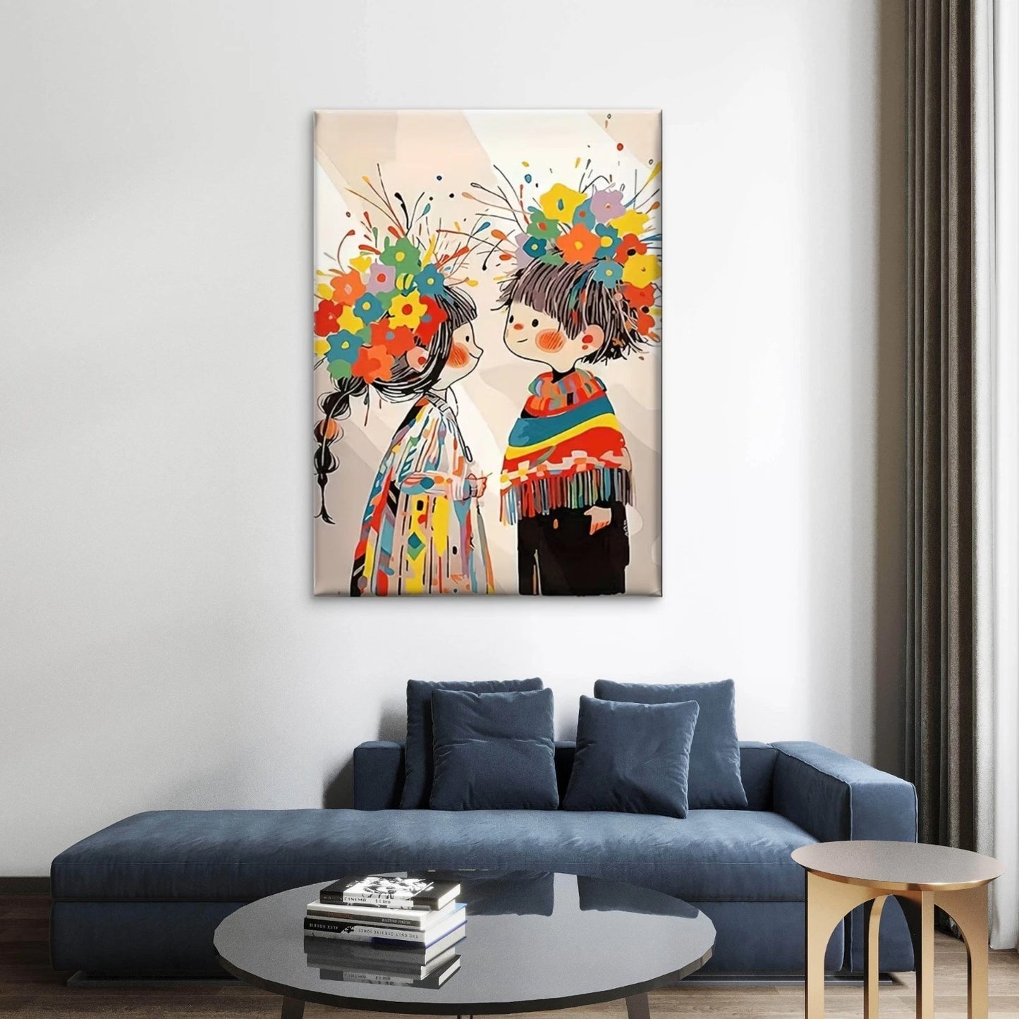 Children with Flower Crowns 40x60cm Metal Print Ready to Hang