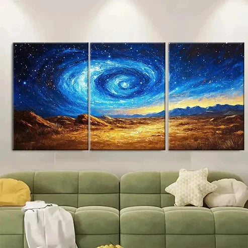 3pcs Abstract Galaxy Swirl Wall Art Set Canvas Unframed - High Quality Print 100% Australian Made Wall Canvas - Bella Home Decor