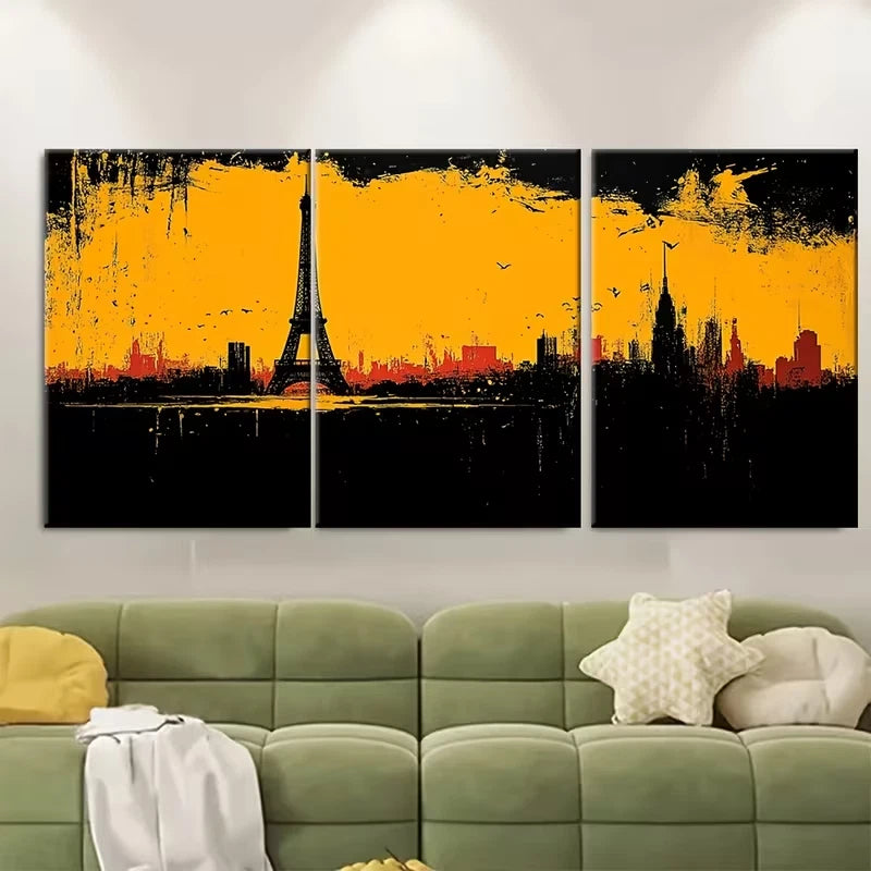 3pcs Eiffel Tower Abstract Metal Print Ready to Hang Art