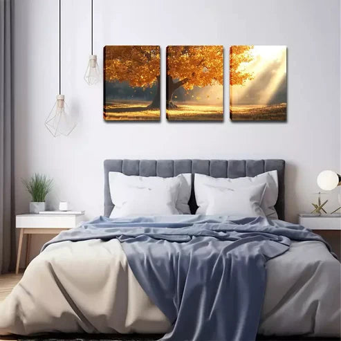 3pcs A Magnificent Tree In The Sun Wall Art Canvas Unframed - High Quality Print 100% Australian Made Wall Canvas - Bella Home Decor
