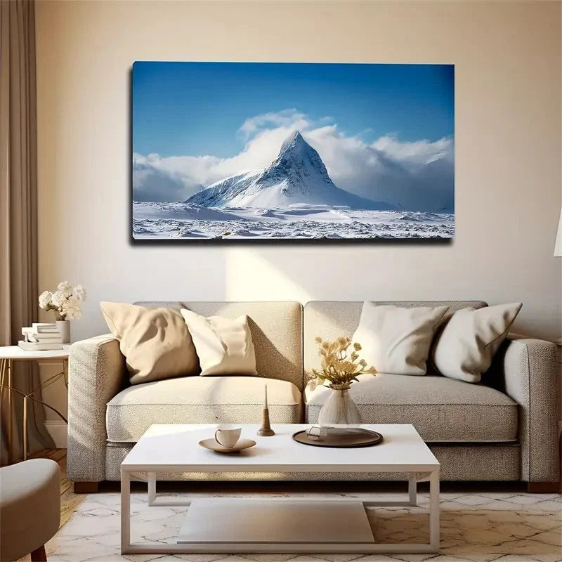 Frozen Snow Mountain Wall Art Canvas Office Home Room Framed 120x60cm