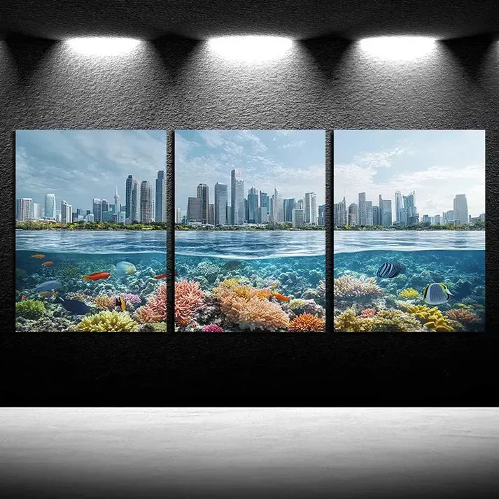 3pcs Ocean City Scene Wall Art Canvas Unframed - High Quality Print 100% Australian Made Wall Canvas