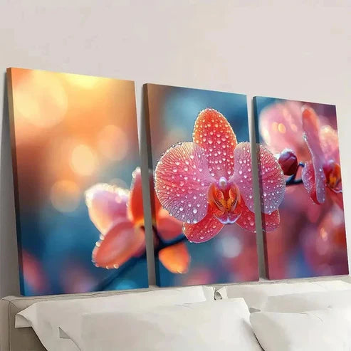 3pcs Orchid Print Flower Art Nature Wall Art Canvas Unframed - High Quality Print 100% Australian Made Wall Canvas - Bella Home Decor