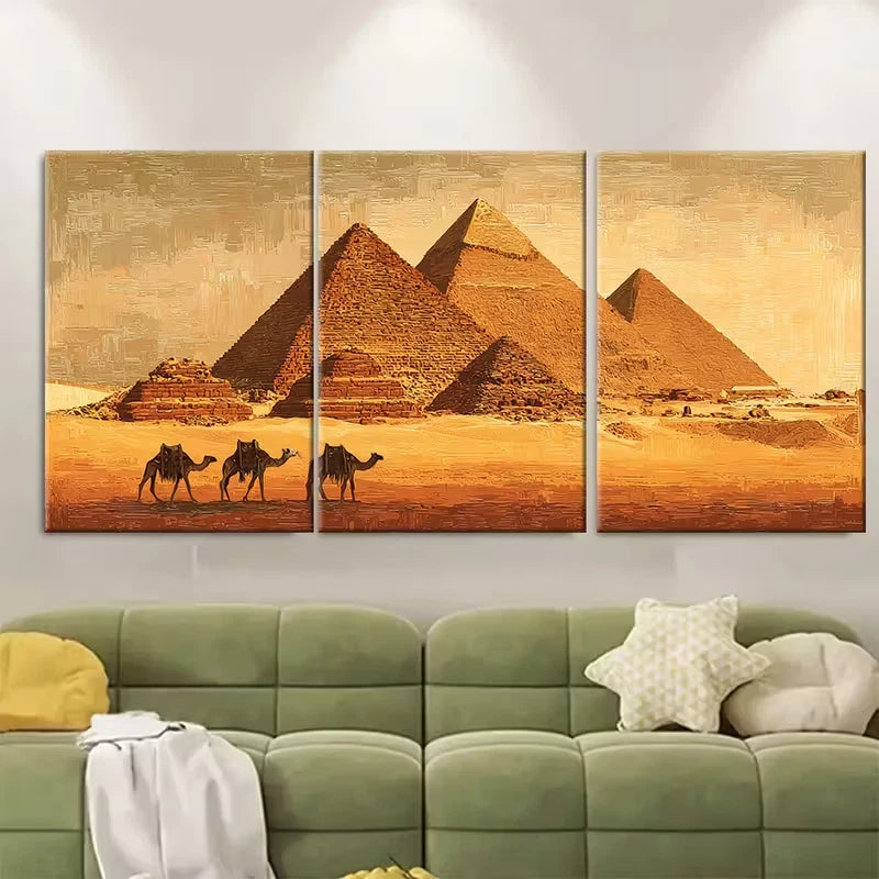 3pcs Cairo Great Pyramids Of Giza Metal Print Ready to Hang Art